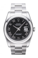 Rolex Datejust 36 Black Roman Dial Mens Watch 116200